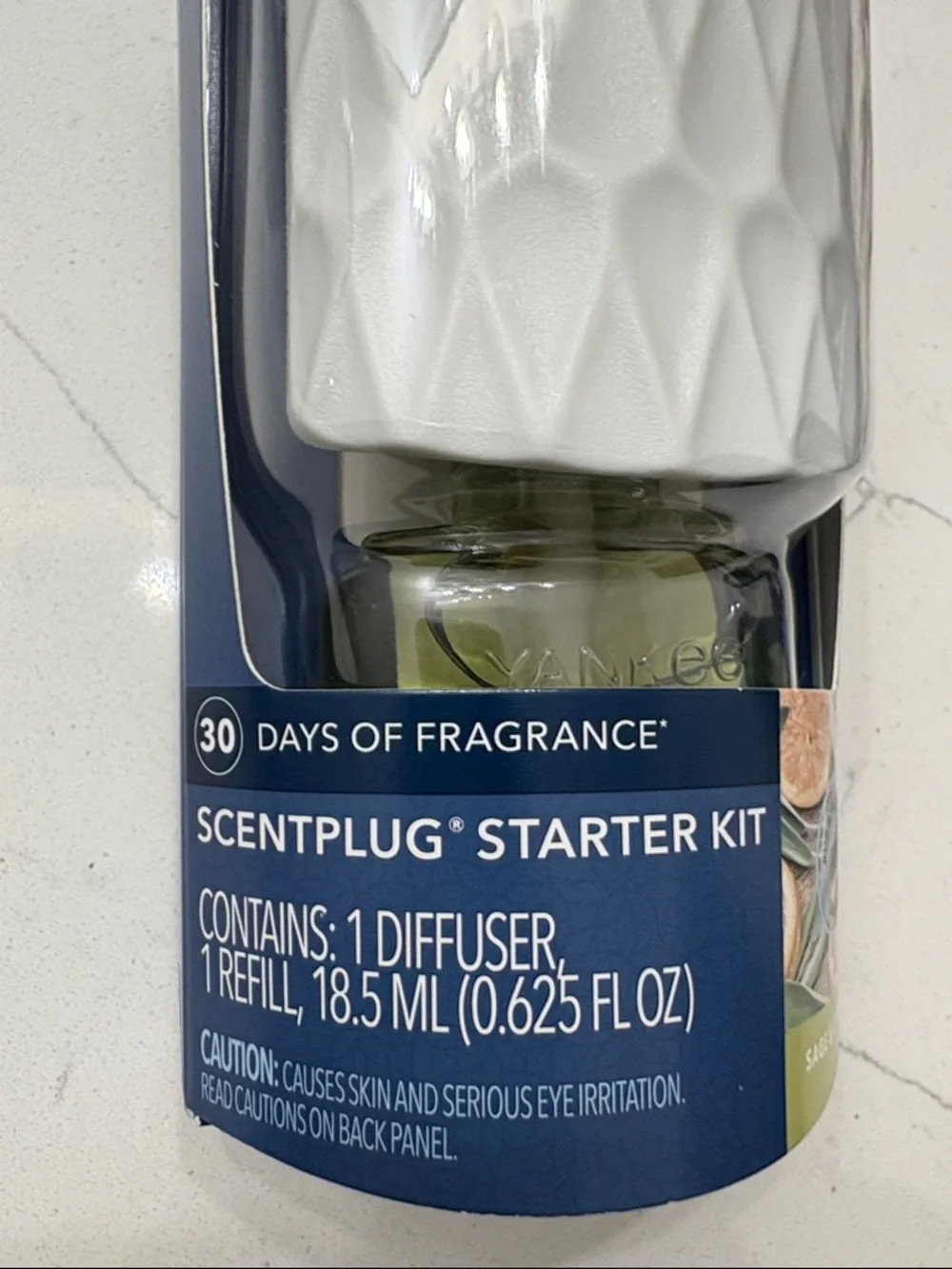 Yankee Candle White Textured ScentPlug Diffuser with Green Refill sage & citrus